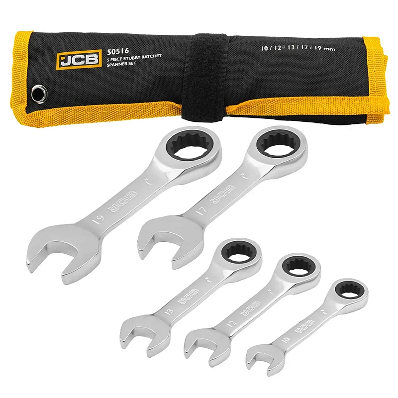 Набор комбинированных трещоточных ключей 10-19 мм 5 пр JCB JCB-50516