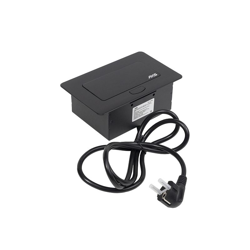 Выдвижной удлинитель Nova 4, 1 розетка, 2xUSB, черный, AKS 92630