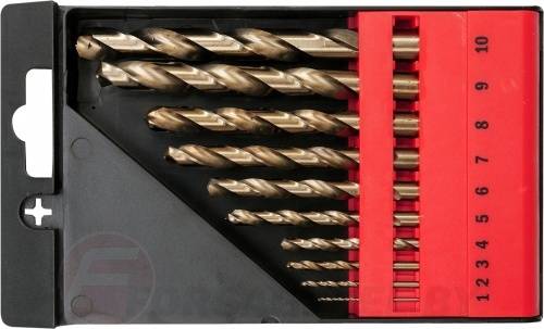 Набор сверл по металлу 1,0-10,0 мм Co-HSS 10 пр. Yato YT-41603