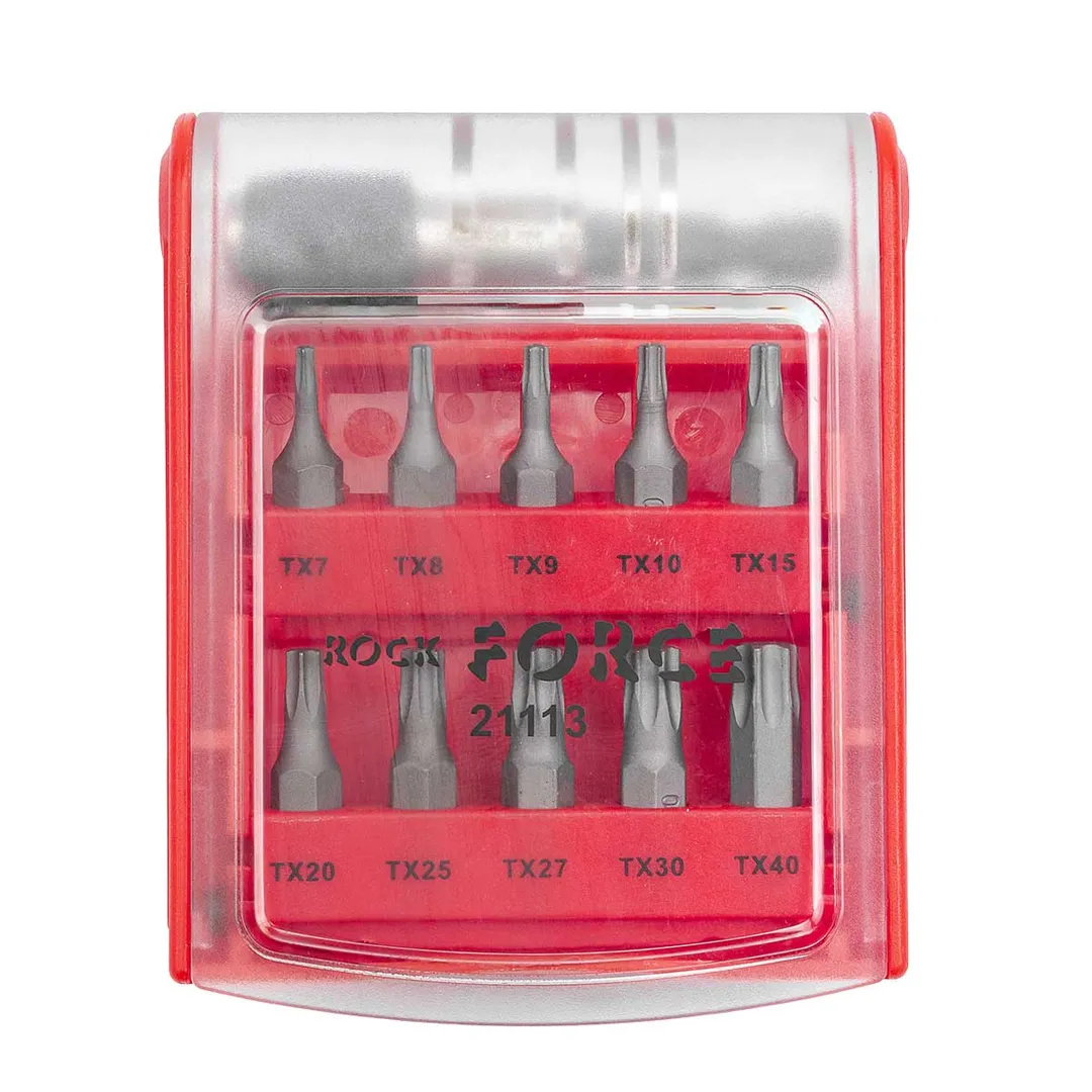 Набор бит Torx с битодержателями 11 пр. Т7-Т40 1/4'' RockForce RF-21113
