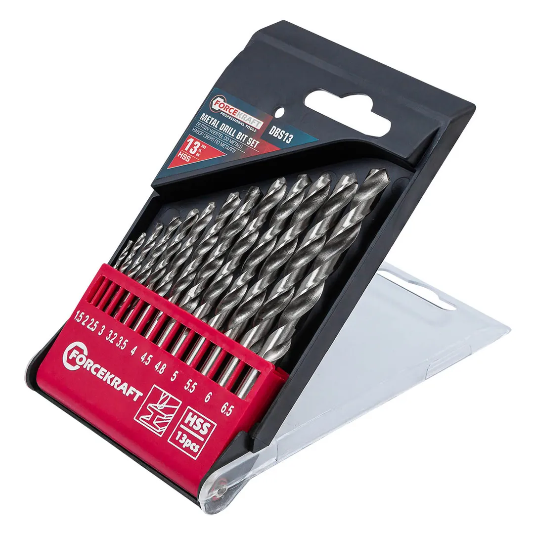 Набор сверл по металлу 1,5-6,5 мм 13 пр ForceKraft FK-DBS13