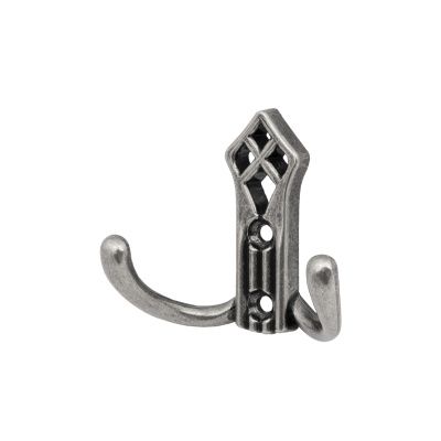 Крючок меб. двухрожковый мет. PALAZZO античное серебро AKS 81196