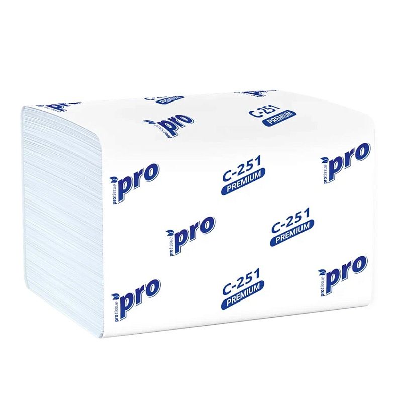 Салфетки бумажные PROtissue, 16х21см, 2 слоя, белый, 200 листов, 100% целлюлоза