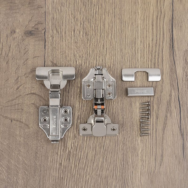 Петля накладная с доводчиком 45мм h0 clip-on 3D, саморезы, заглушки, упак 2 шт., PRIME by AKS 112595