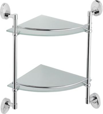 Полка в ванную угловая, сталь + стекло, хром Ledeme L3307-2