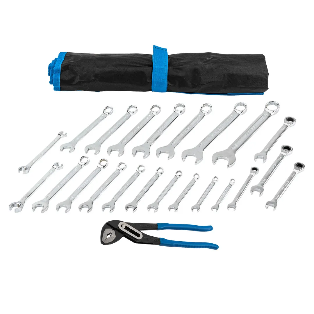 Набор комбинированных ключей 6-24 мм, разрезных 10-12, 11-13 мм, трещоточных 8-13 мм 22 пр Forsage F-5147R