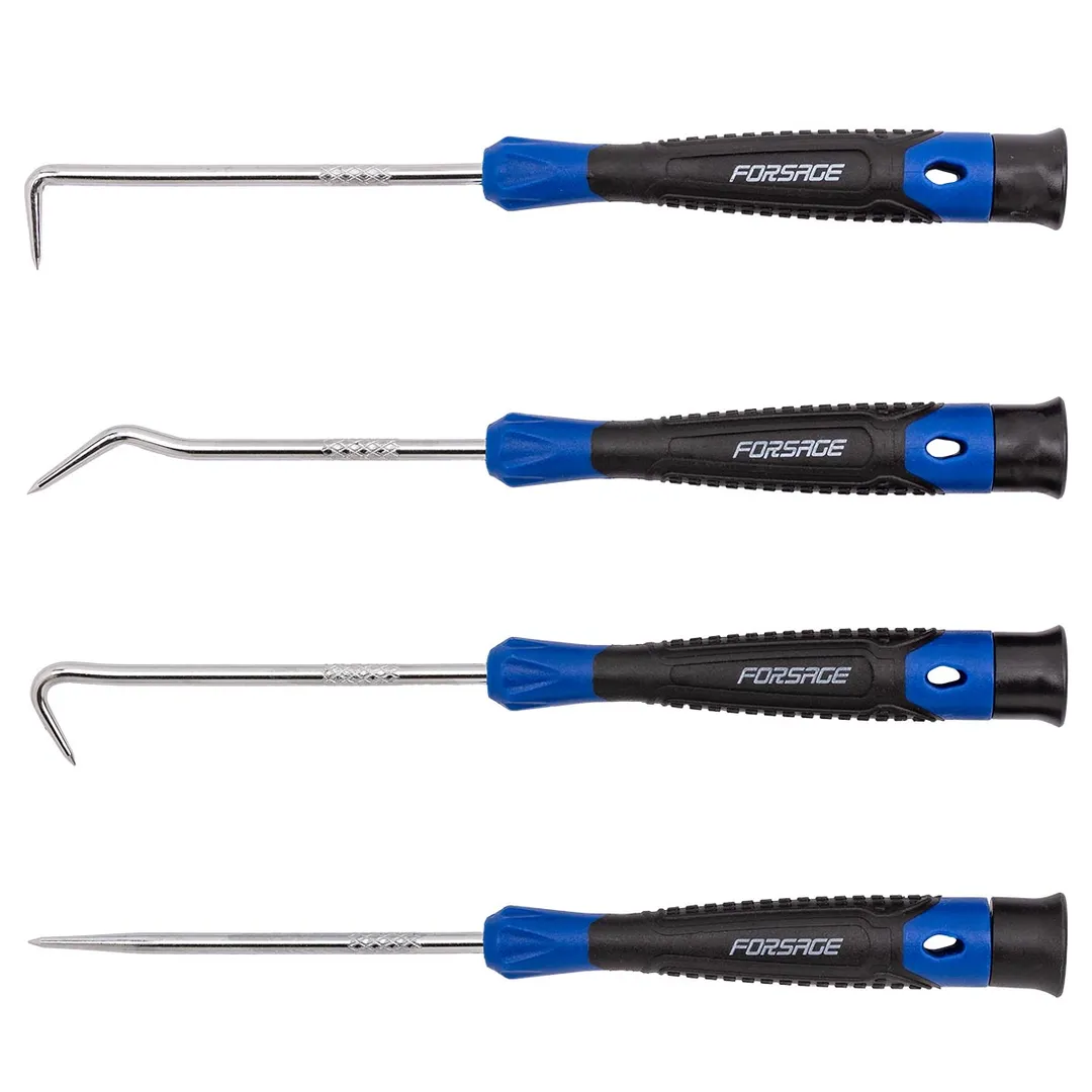 Набор крючков для демонтажа сальников с прорезиненными рукоятками 4 пр Forsage F-904U4