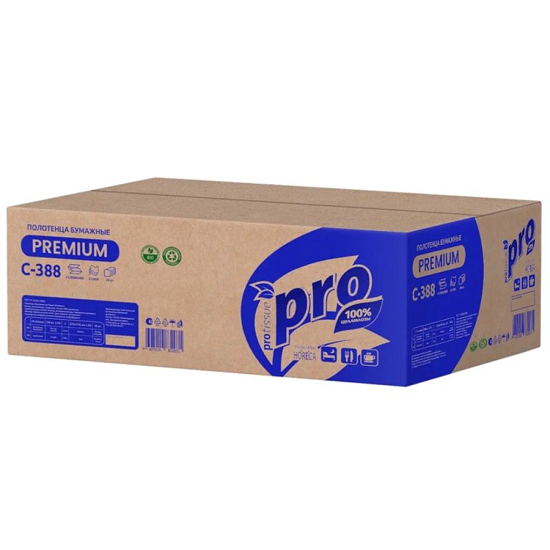 Полотенца бумажные PROtissue, V - сложение, 180 листов, 3 слоя, 100% целлюлоза