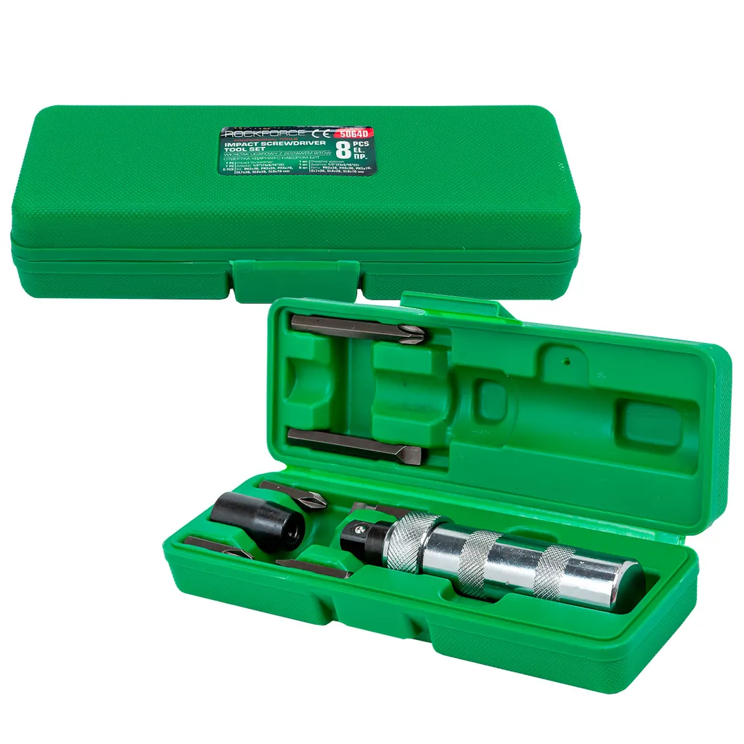 Отвертка ударная с набором бит, 8 пр. RockForce RF-5064D