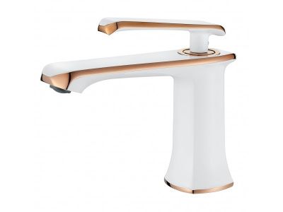 Смеситель для умывальника, латунь, белый/розовое золото GERHANS K11021W