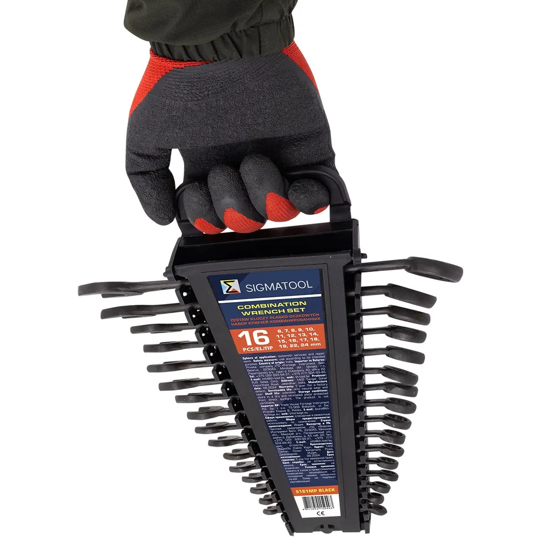 Набор комбинированных ключей 16 пр, 6-19, 22, 24 мм SIGMATOOL Sigmatool-5161MP BLACK