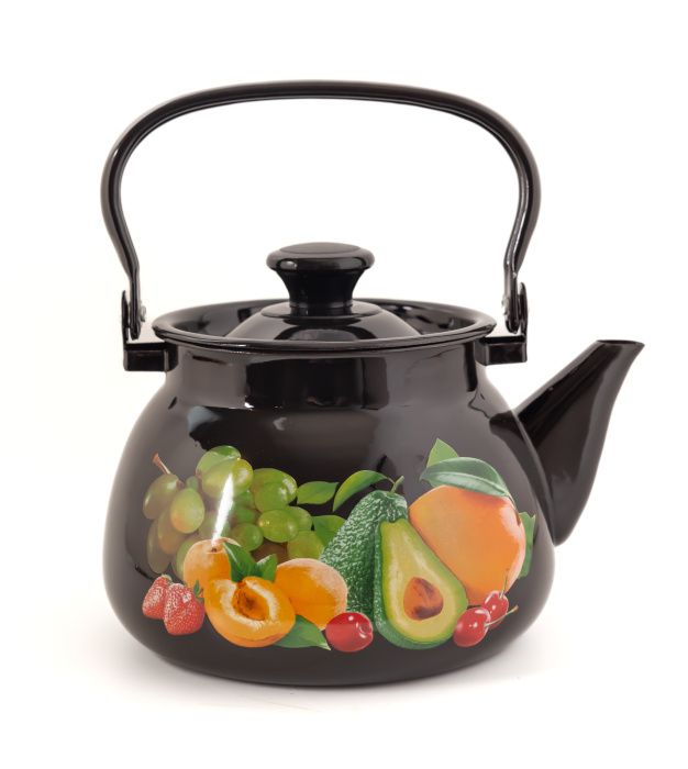 Чайник с металлической ручкой 3 л, сферический с декором коричневый Керченский металлургический завод 42104-122/6-У4КОР СД