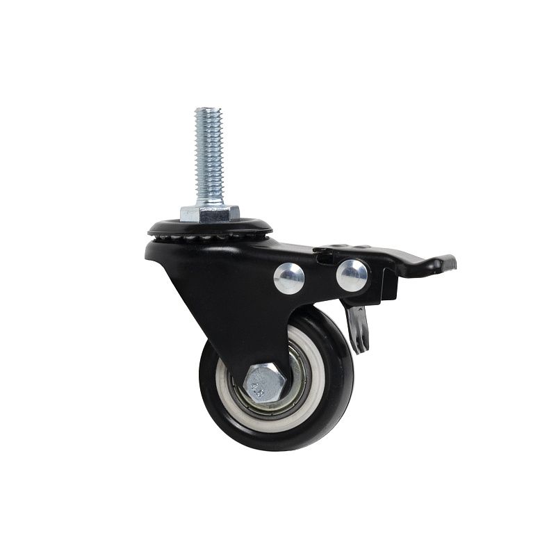 Колесо меб. DIAMOND d40 h60 с винтом М8 с торм., черный AKS 120227