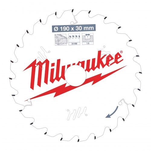 Пильный диск по дереву для торцовочной пилы csb p w 190х30х1,6х24 atb Milwaukee 4932471300