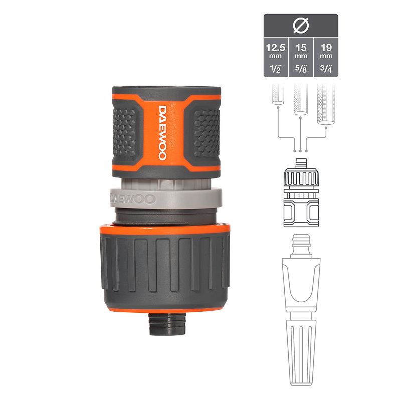 Коннектор универсальный для шланга 13-15-19 мм (1/2 " – 5/8" – 3/4 ") DWC 2000 000 Daewoo Power DWC 2000 000