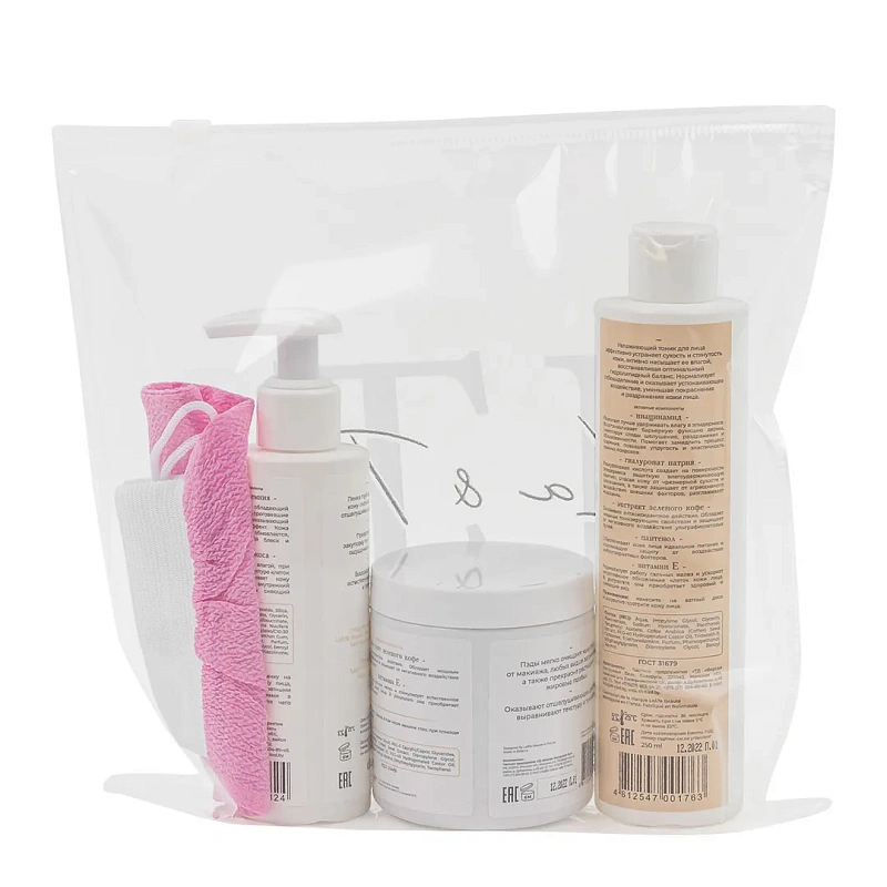 Набор косметики, ПЭДЫ, тоник для лица, пенка для умывания, перчатка-рукавица La and Te beaute LT-23