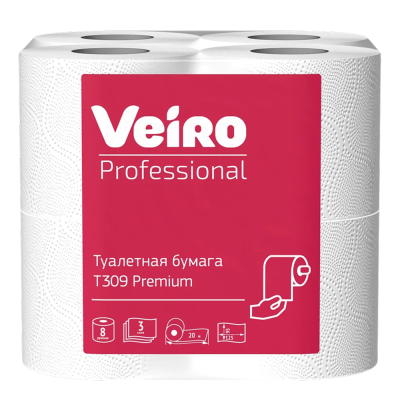 Бумага туалетная Veiro Professional Premium, 3 слоя, 8 рулонов