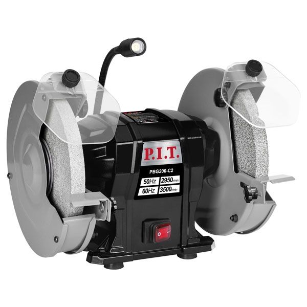 Станок точильный электрич., 500 Вт, 2950 об/мин, Ø200х12.7х20/200х32х20 мм, LED, п/з PIT PBG200-C2