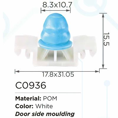 Клипса для крепления внутренней обшивки европейских а/м пластиковая, 100 шт Forsage C0936(European car)