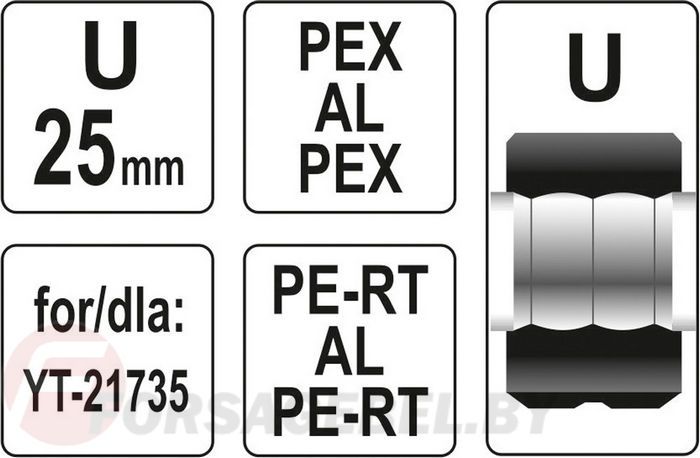 Обжимочная головка тип U 25 мм для YT-21735 Yato YT-21742