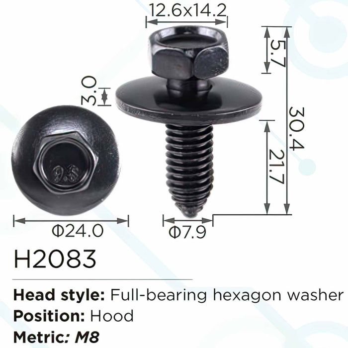 Клипса для крепления внутренней обшивки а/м универсальная металлическая 100 шт Forsage F-H2083(universal)