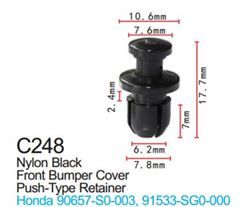 Клипса для крепления внутренней обшивки а/м Хонда пластиковая 100 шт Forsage C0248(Hyundai/Honda)