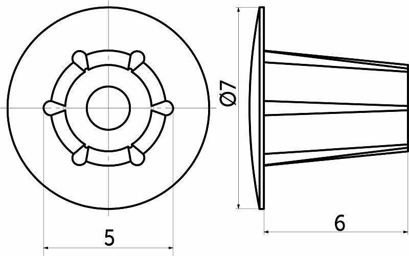 Заглушка пластик d5 серый, 03, упак.-0,2тыс.шт., PL 25305