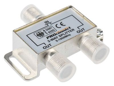 Делитель ТВ х 2 под F разъём 5-1000 МГц PROCONNECT REXANT 05-6021