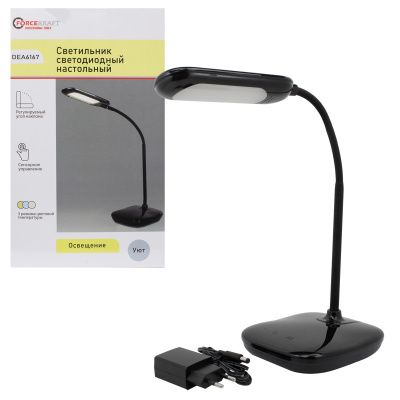 Светильник светодиодный настольный 220В, черный ForceKraft FK-DEA6167