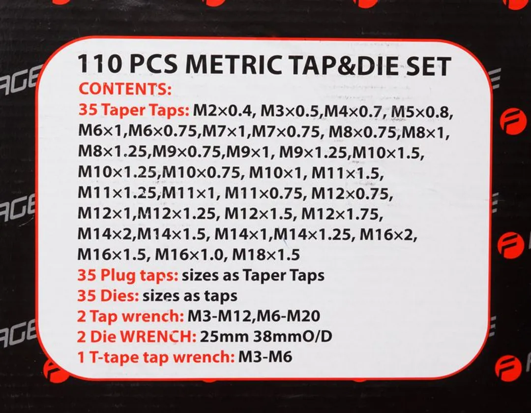 Набор метчиков и плашек 110 пр Forsage F-B110-1