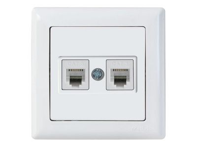 Розетка телефонная 2хRJ12 (скрытая) белая, DARIA, ((2xRJ 12) 4-pin, две телефонные линии) Mutlusan 21201260101