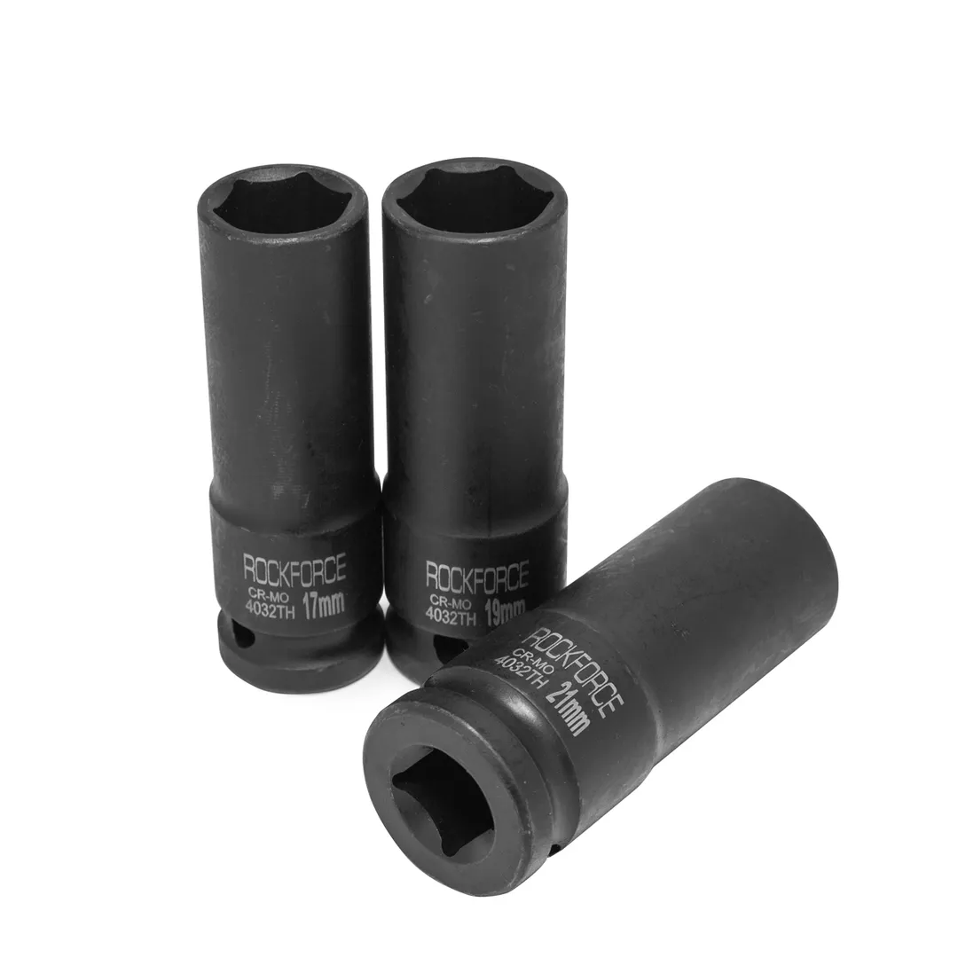 Набор ударных головок для литых дисков 17, 19, 21 мм 3 пр 1/2'' 6-гр RockForce RF-4032TH