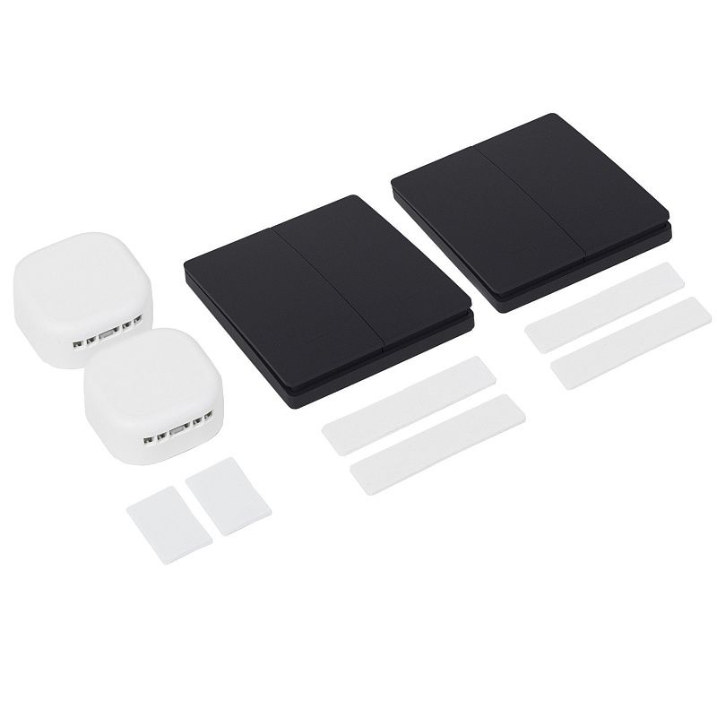 Выключатель кинетический, с реле, проходной, 2 клавиши, черный, AKS 124629