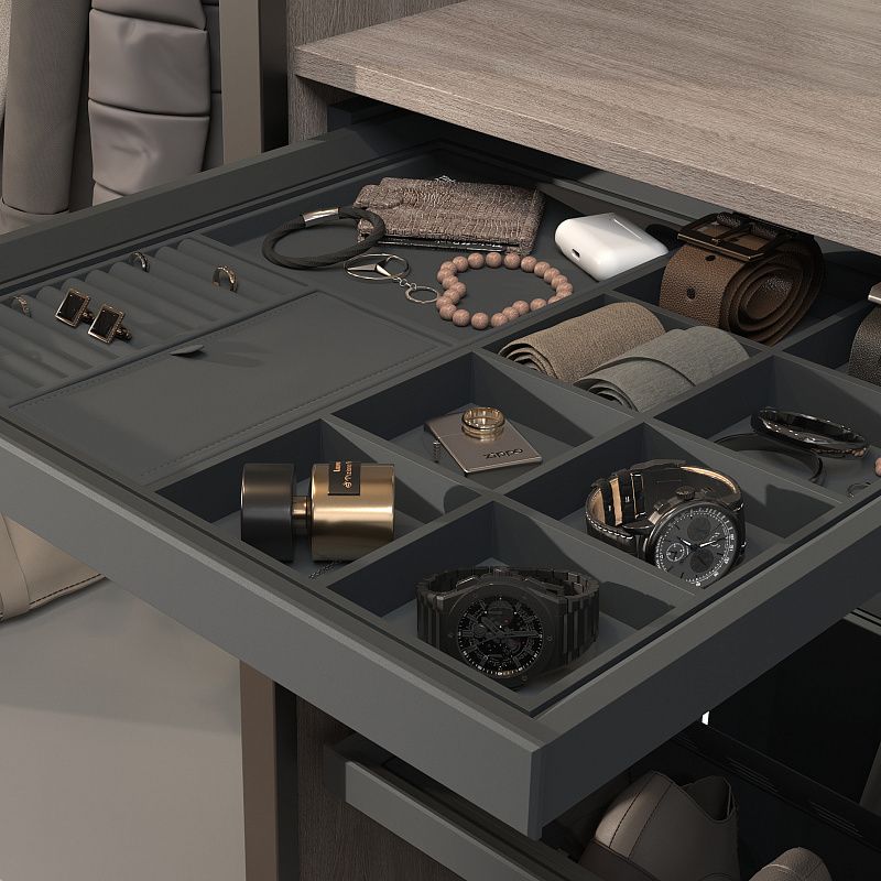 Выдвижная полка-органайзер 600 BRUNO для аксессуаров и украшений, графит PRIME by AKS 115597