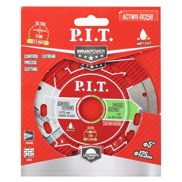 Диск алмазный отрезной ультратонкий DRUA ACTW11-0125B (125х22,2х1,1мм,сухой/мокрый рез) PIT ACTW11-0125B