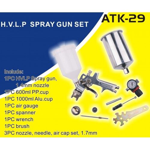 Краскопульт HVLP 1,4 мм с принадлежностями (9пр.) H-D ATK-29
