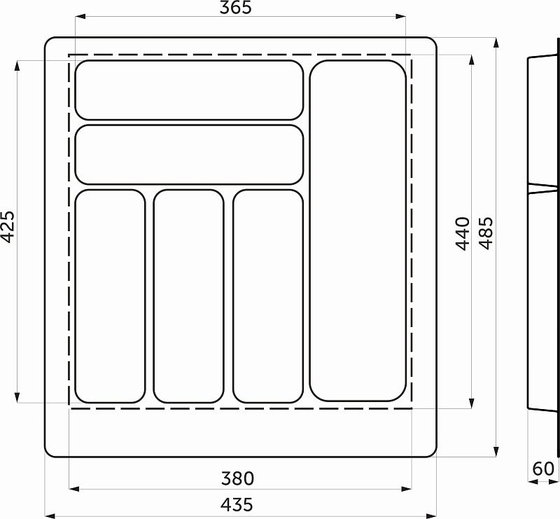 Лоток для столовых приборов 500 BASIC 435*485, белый AKS 113751