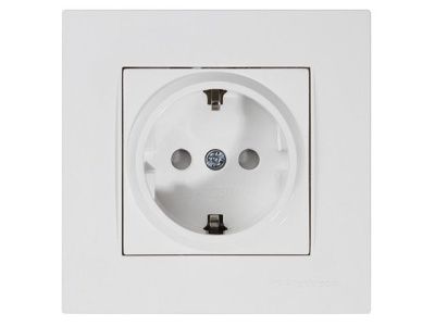 Розетка 1-ая (скрытая, с/з, с/штор) белая, RITA, (16 A, 250 V, IP 20) Mutlusan 22206050201
