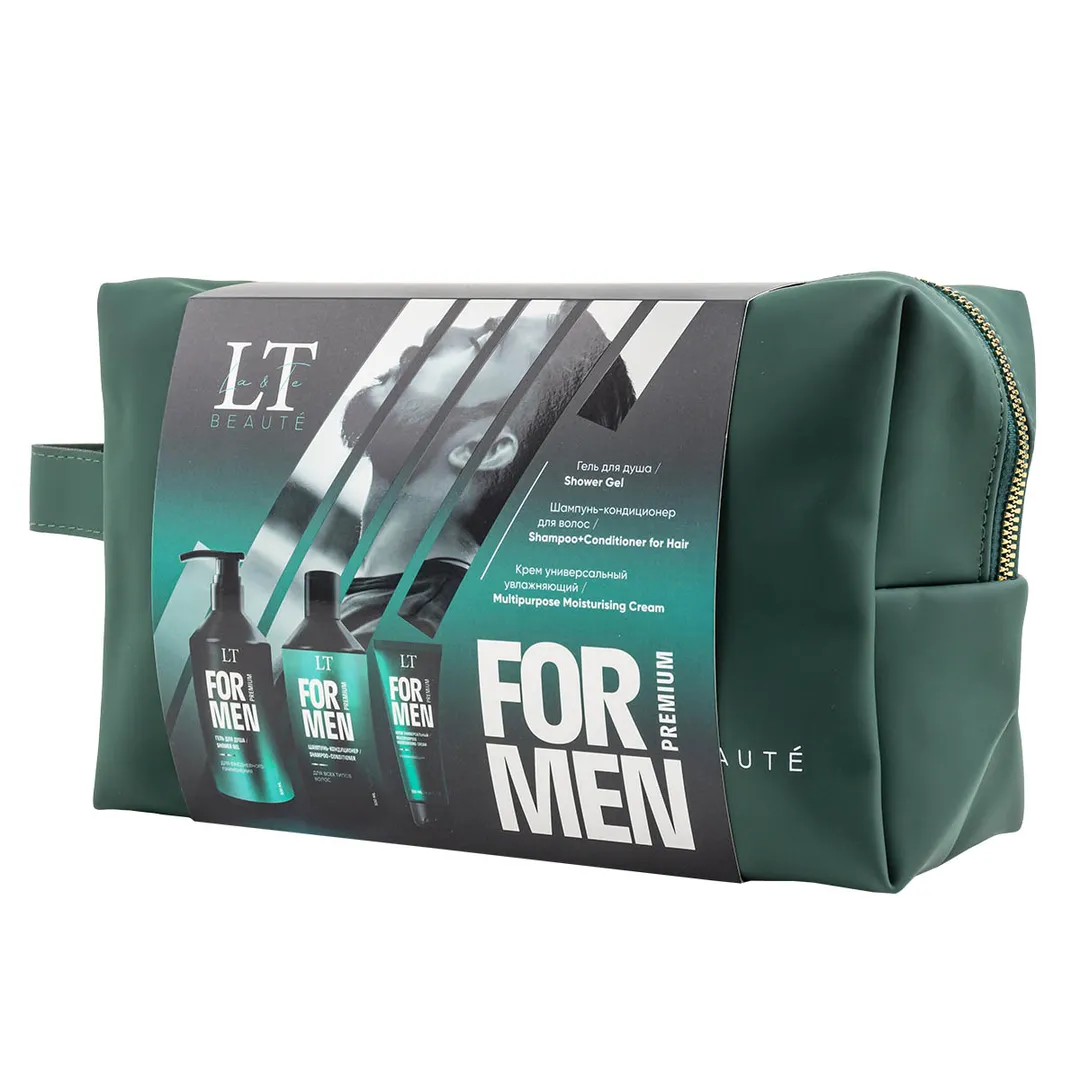 Мужской подарочный набор, гель LT-2357, шампунь LT-2340, крем LT-2388, bag3, зеленая уп La and Te beaute LTMEN12