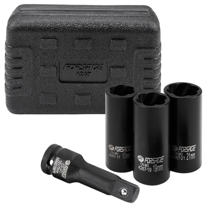 Набор ударных головок-экстракторов 17-21 мм 1/2'' 6-гр 4 пр Forsage F-4267