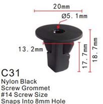 Клипса для крепления внутренней обшивки а/м Тойота пластиковая, 100 шт Forsage C0031(Toyota)