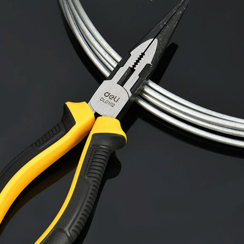 Длинногубцы Deli YS EDL0102, 200 мм, 2-х компонентные рукоятки