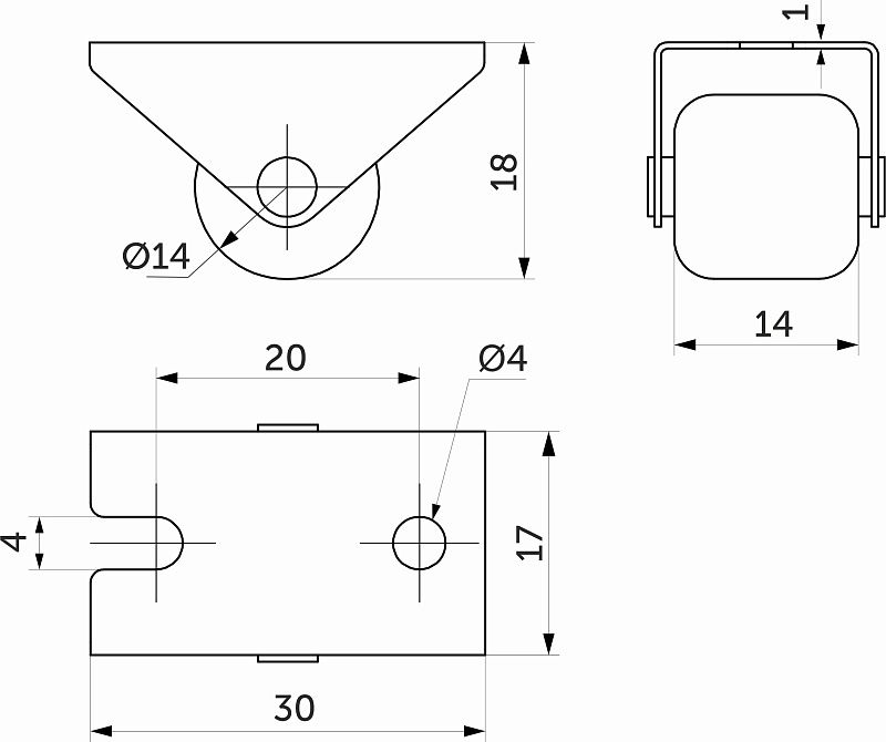 Ролик меб. d14 h18 прямоходящий, черный РП PL 100512