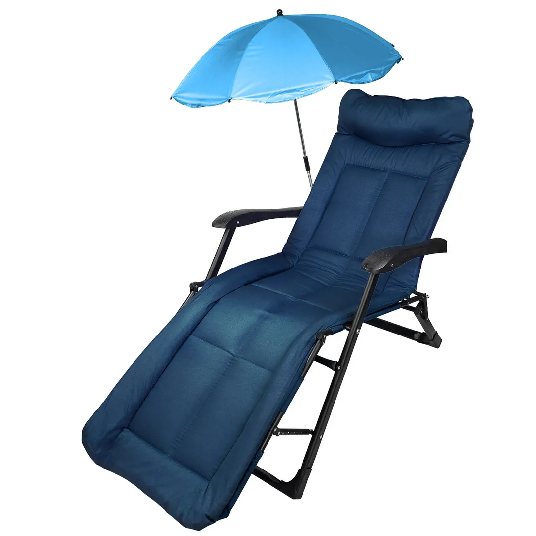 Шезлонг складной в комплекте с зонтом садовым WMC TOOLS WMC-FG-HY-8000B-Z