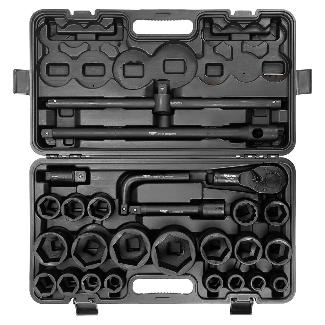 Набор инструментов ударных 26 пр, 3/4'', 1'' 6-гр. PATRON P-68262-5MPB