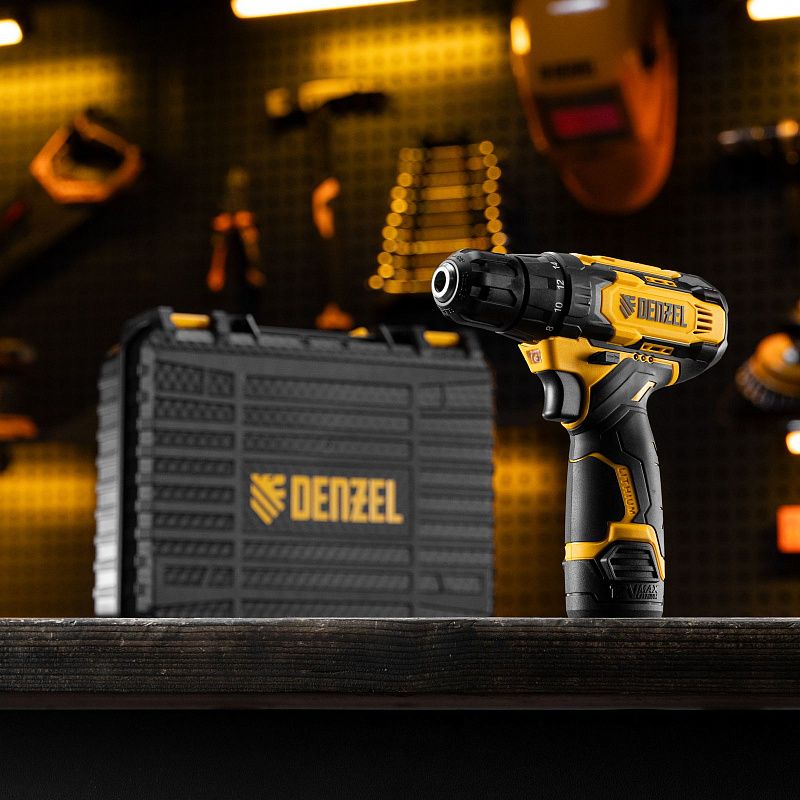 Дрель-шуруповерт аккумуляторная CDQ-12, Li-Ion, 12 В Denzel 26106