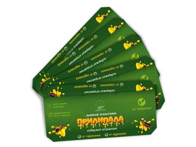 Липкая пластина от тараканов и муравьев "Прилипала", 5 шт. GreenOwl 4816192100024