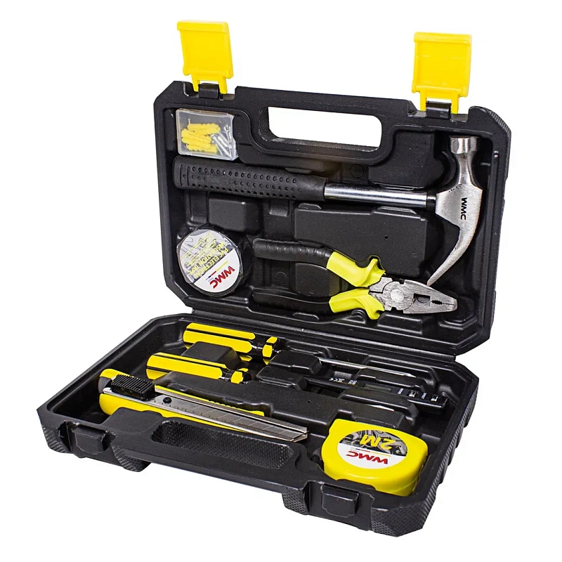 Набор инструментов 55 пр, молоток, плоскогубцы, отвертки, нож, рулетка, расходник WMC TOOLS WMC-1055