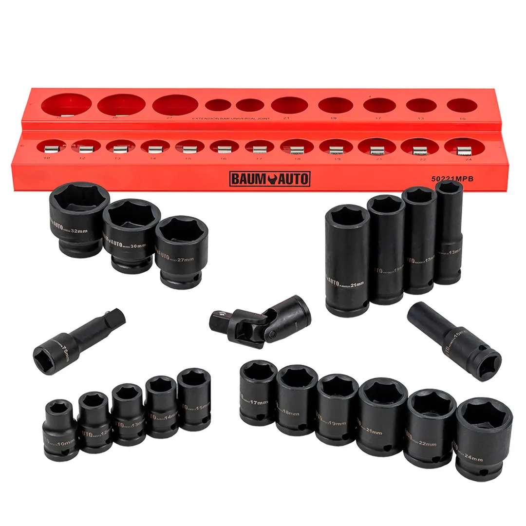 Набор ударных головок 1/2" 10-32 мм 6-гр. 22 пр. BaumAuto BM-50221MPB
