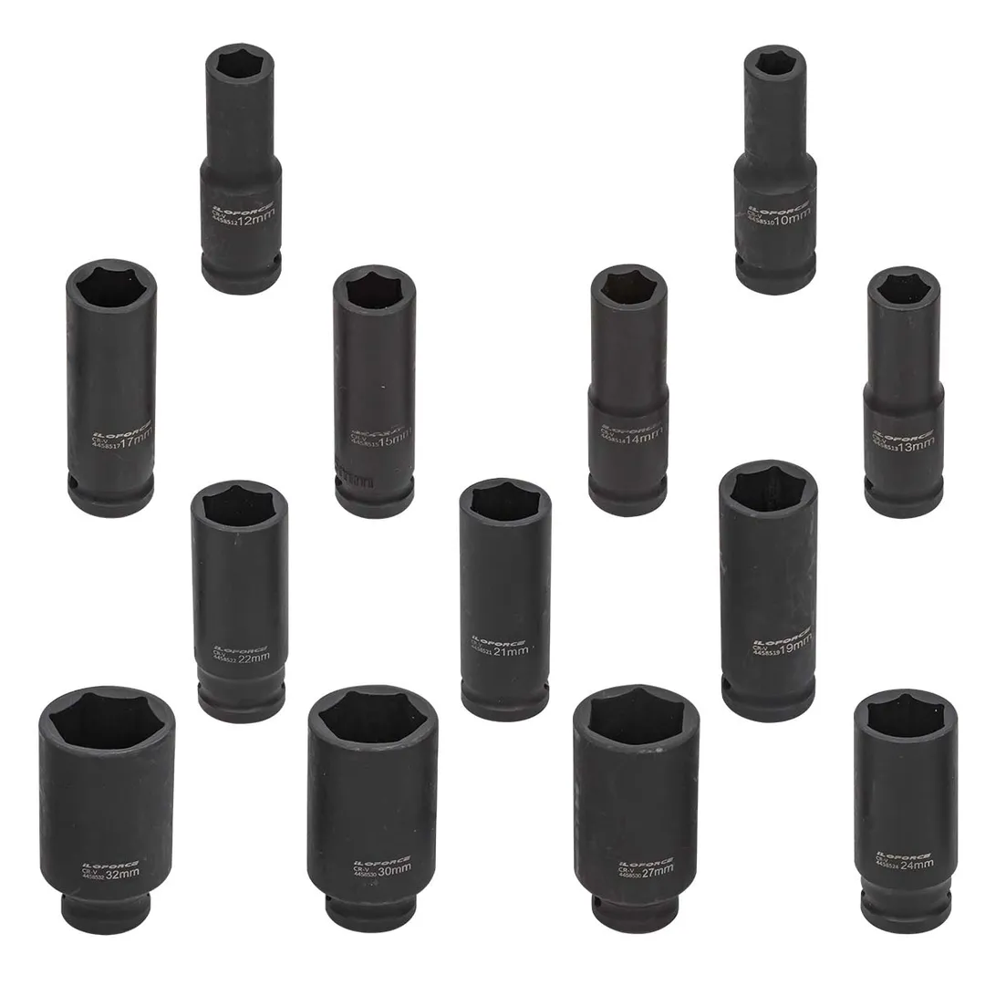 Набор головок ударных глубоких 13 пр., 1/2'', 10-32 мм ILOforce IF-4137MPB